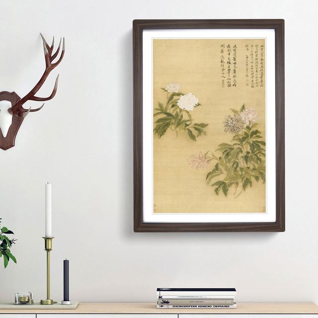 Peonies by Yun Shouping - Picture Frame Painting Print East Urban Home Size: 36cm H x 27cm W x 2cm D, Frame Option: Walnut Framed on Productcaster.