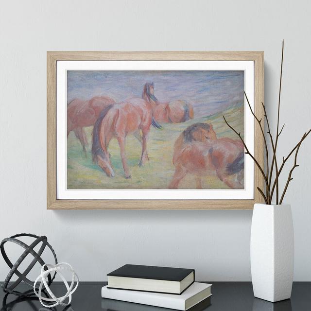 Four Horses by Franz Marc - Picture Frame Painting East Urban Home Frame Option: Oak, Size: 27cm H x 36cm W x 2cm D on Productcaster.