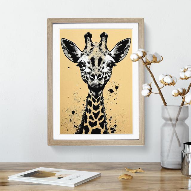 Giraffe Graffiti - Picture Frame Painting Latitude Vive Size: 34cm H x 25cm W x 2cm D, Frame Colour: Oak on Productcaster.