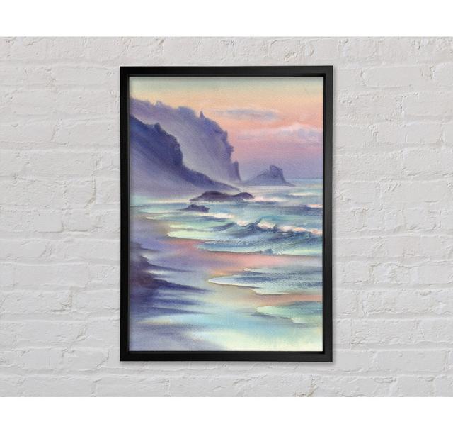 Ocean Waves Against The Mountain Rocks - Einzelbildrahmen Kunstdrucke auf Leinwand Bright Star Größe: 84,1 cm H x 59,7 cm B x 3,3 cm T on Productcaster.