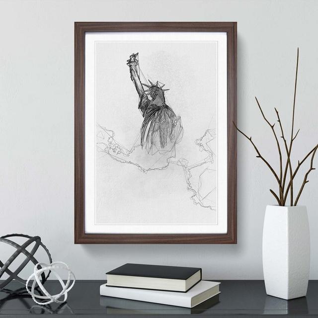 The Statue of Liberty in New York City in Abstract - Picture Frame Graphic Art Print East Urban Home Frame Option: Walnut, Size: 60cm H x 40cm W x 2cm on Productcaster.