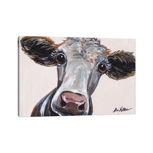 Cora The Cow On Neutral by Hippie Hound Studios - Wrapped Canvas Painting August Grove Size: 66.04cm H x 101.6cm W x 3.81cm D on Productcaster.