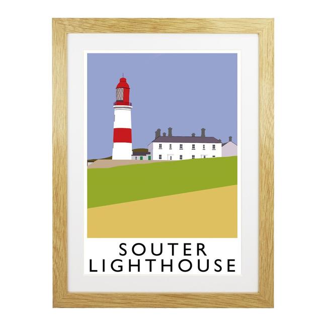 Souter Lighthouse by Richard O'Neil - Graphic Art Print on Paper East Urban Home Format: Oak Wood Frame, Size: 54 cm H x 44 cm W x 2.2 cm D on Productcaster.