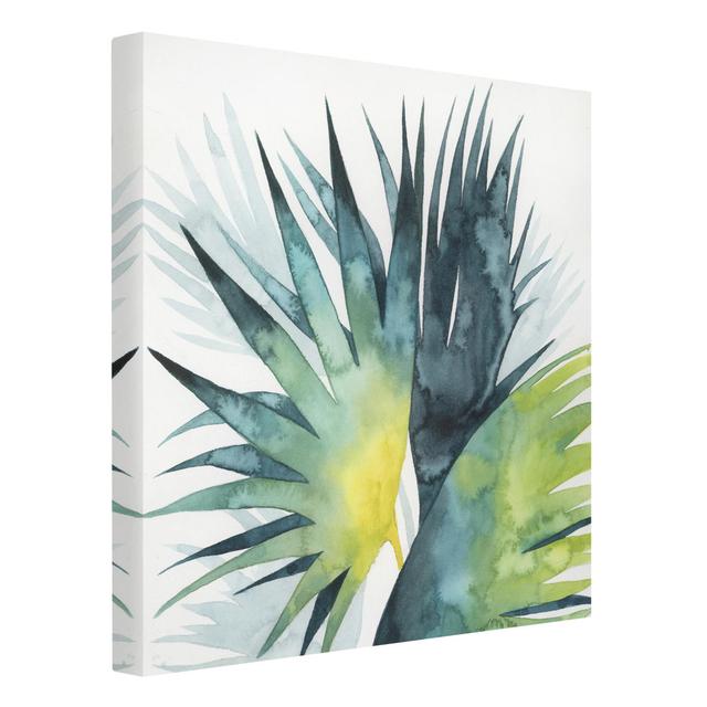 Tropical Foliage Fan Palm - Wrapped Canvas Graphic Art Bay Isle Home Size: 80cm H x 80cm W, Format: Canvas 260g/m² on Productcaster.