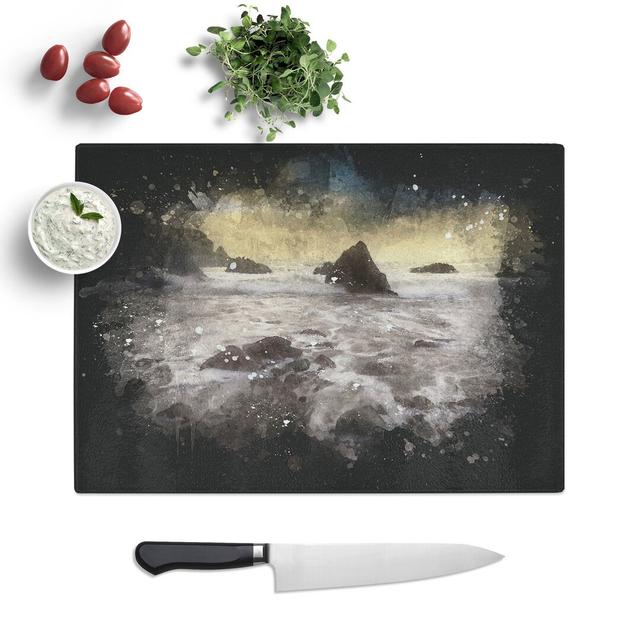 Beach View Paint Splash Chopping Board East Urban Home Size: 0.4cm H x 20cm W x 28.5cm L on Productcaster.