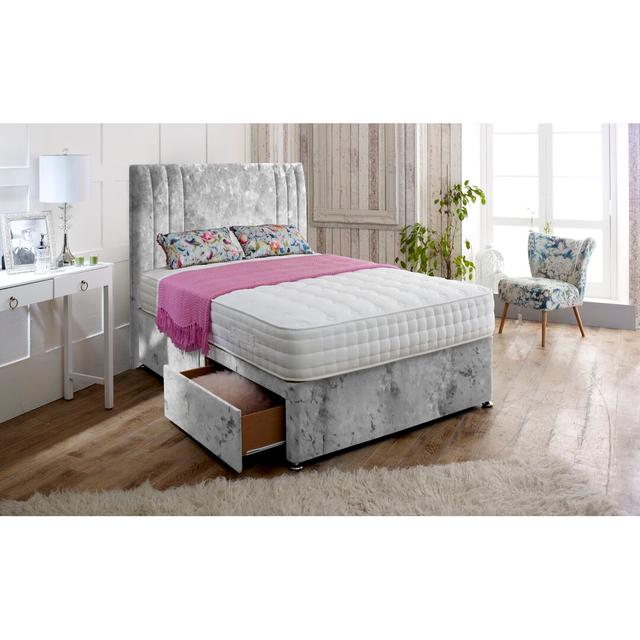 Attridge Divan Base Rosdorf Park Size: Double (4'6), Storage Type: 2 Drawers (Same Side), Colour: Silver on Productcaster.