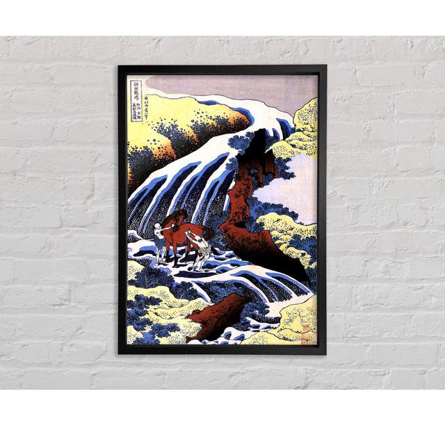 Hokusai Waterfall And Horse Washing Framed Print - Picture Frame Graphic Art on Canvas ClassicLiving Size: 84.1cm H x 59.7cm W x 3.3cm D, Format: Ligh on Productcaster.