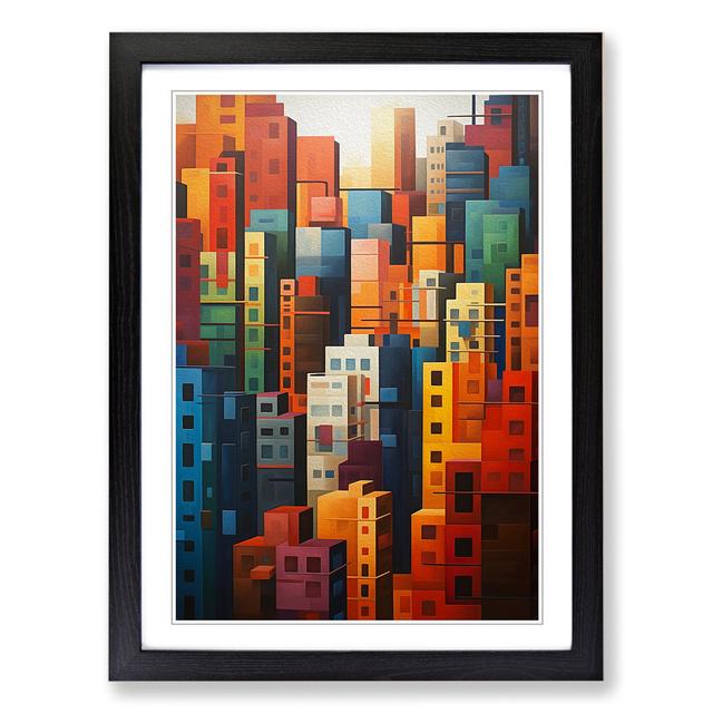 Skyline Hard Edge Painting No.2 - Print 17 Stories Format: Black Framed, Size: 34cm H x 25cm W on Productcaster.