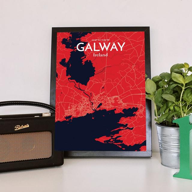 Galway City Map - Unframed Graphic Art Print on Paper East Urban Home Size: 43.2cm H x 27.9cm W x 0.1cm D on Productcaster.