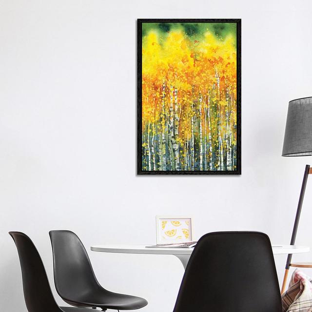 Golden Aspen Trees by Zaira Dzhaubaeva - Gallery-Wrapped Canvas Giclée on Canvas Alpen Home Format: Black Framed, Size: 101.6cm H x 66.04cm W on Productcaster.