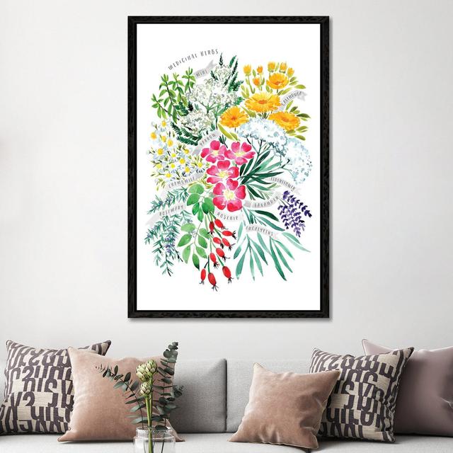 Medicinal Herbs Bouquet In Watercolor by Blursbyai - Gallery-Wrapped Canvas Giclée on Canvas Lark Manor Format: Black Floater Framed, Size: 152.4cm H on Productcaster.