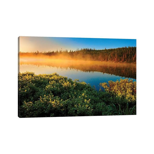 Canada, Quebec, Lac A Thompson. Sunrise Mist On Lake. by - Gallery-Wrapped Canvas Giclée Alpen Home Size: 45.72cm H x 66.04cm W x 1.91cm D on Productcaster.