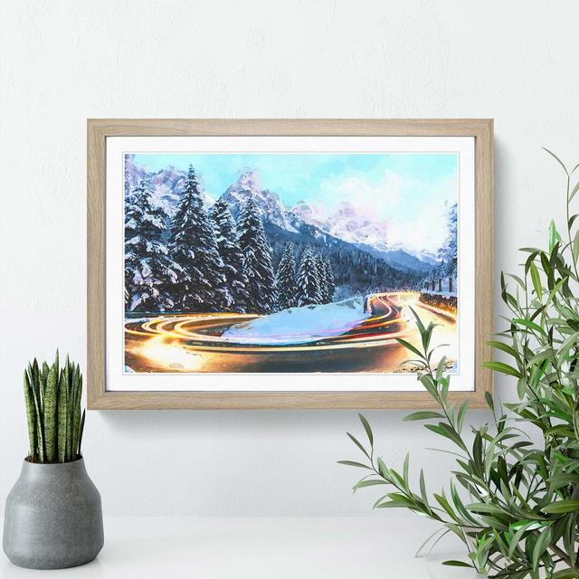 Road by the Mountains in Abstract - Picture Frame Graphic Art Print East Urban Home Size: 60cm H x 91cm W x 2cm D, Frame Option: Oak on Productcaster.