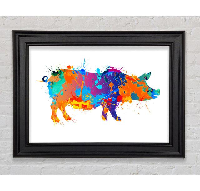 Colour Splash Pig - Single Picture Frame Art Prints August Grove Size: 84.1cm H x 142.2cm W on Productcaster.