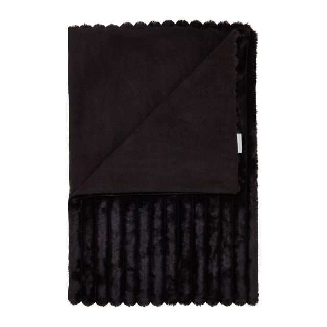 Cosy Ribbed Faux Fur Blanket Throw Catherine Lansfield Colour: Black on Productcaster.