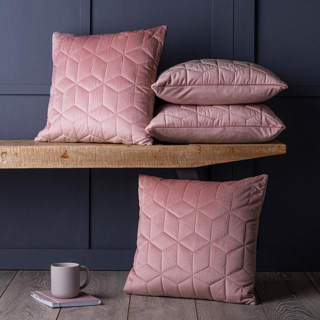 Thea Geometric Square Throw Pillow Cover Mercury Row Colour: Pink on Productcaster.