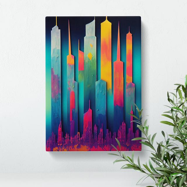 XC1022-1552X Colourful City Skyline No.3 Abstract - Wrapped Canvas Graphic Art Metro Lane Size: 50cm H x 35cm W x 3cm D on Productcaster.