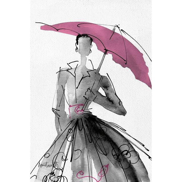 Fashion Sketchbook VI Hot Pink by Anne Tavoletti - Wrapped Canvas Painting Fairmont Park Size: 91cm H x 61cm W on Productcaster.