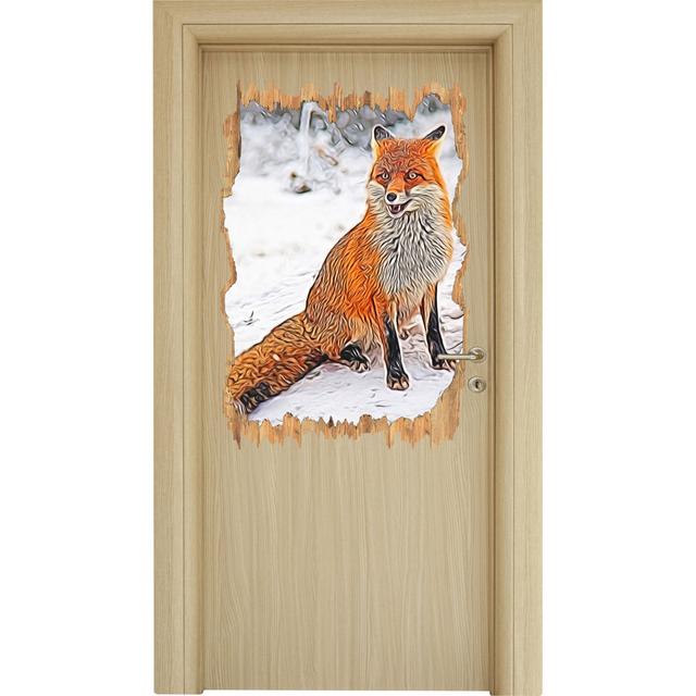 Wandtattoo Listiger Fuchs im tiefen Schnee East Urban Home on Productcaster.