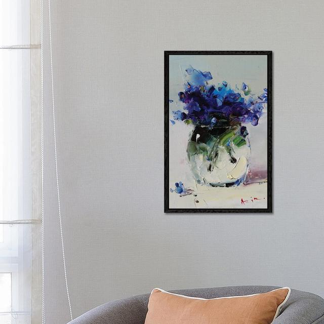 Blue Bouquet In A Glass by Aziz Sulaimanov - Gallery-Wrapped Canvas Giclée on Canvas Lark Manor Size: 66.04cm H x 45.72cm W x 3.81cm D, Format: Black on Productcaster.