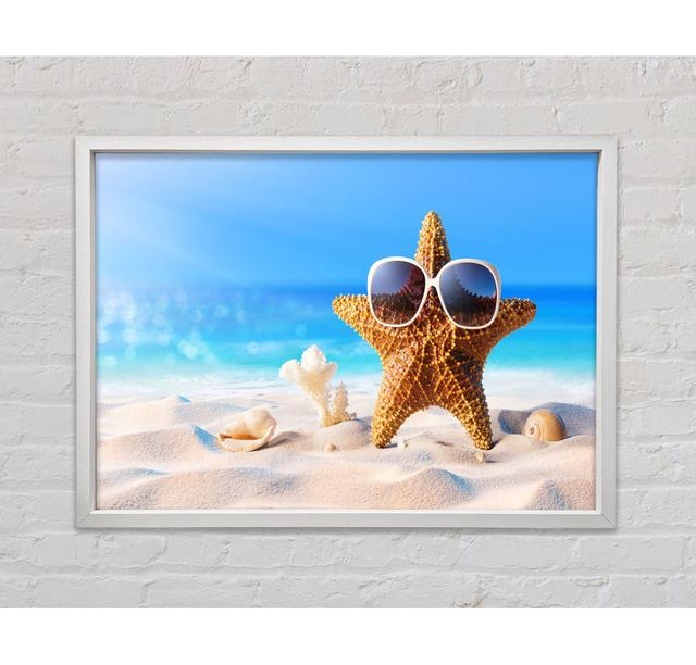 Cool Starfish Framed Print Highland Dunes Size: 100cm H x 141.4cm W x 3.3cm D on Productcaster.