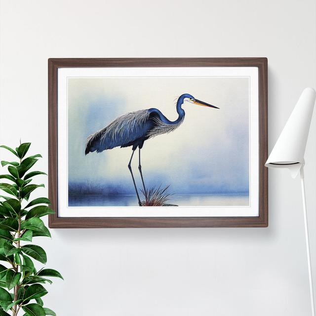 Heron Bird Watercolour Vol.2 House of Hampton Size: 46cm H x 64cm W x 2cm D, Frame Colour: Walnut on Productcaster.