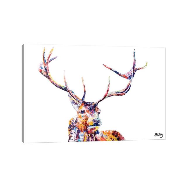 Red Stag by Becksy - Graphic Art Print on Canvas Mack + Milo Size: 45.72cm H x 66.04cm W x 1.91cm D, Frame Option: No Frame on Productcaster.