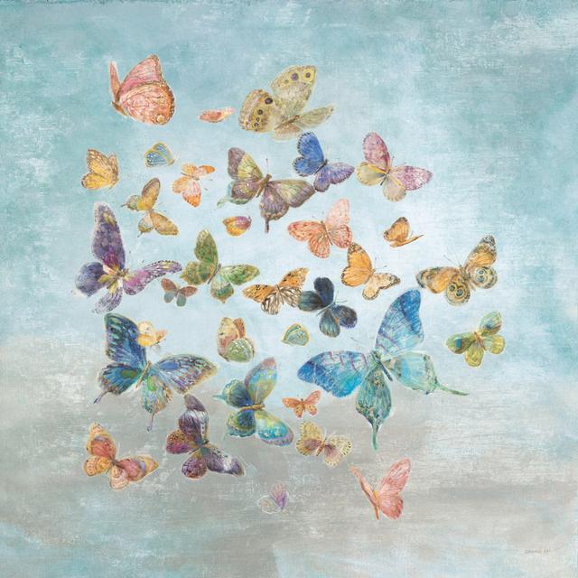 Butterflies V2 Square by Danhui Nai - Wrapped Canvas Painting Brambly Cottage Size: 76cm H x 76cm W x 3.8cm D on Productcaster.