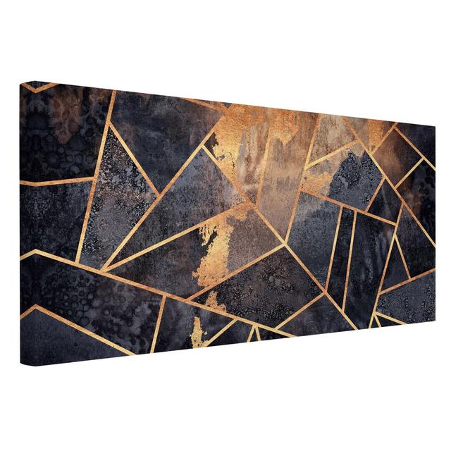 Onyx with Gold by Elisabeth Fredriksson - Wrapped Canvas Graphic Art Canora Grey Size: 50cm H x 100cm W x 2cm D on Productcaster.