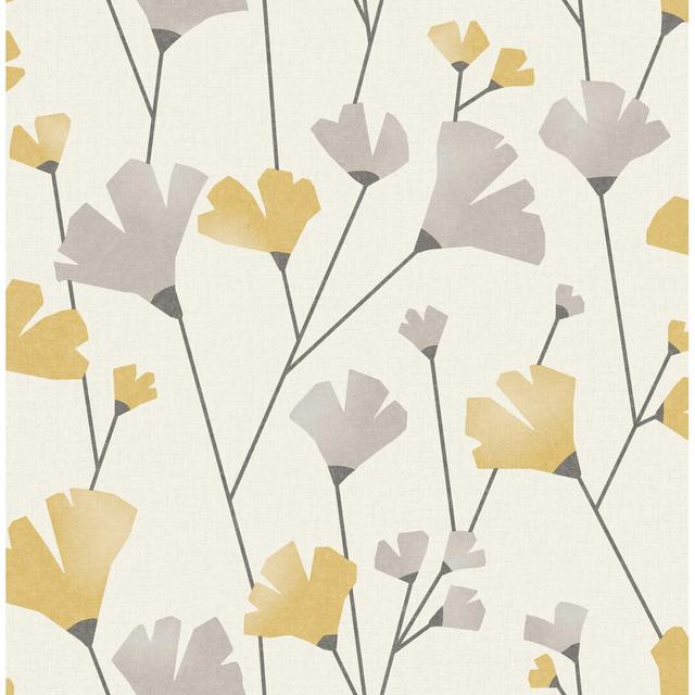 Fortside 10m x 52cm Wallpaper Roll Marlow Home Co. Colour: Mustard on Productcaster.