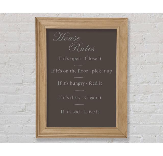 Family Quote House Rules 2 Chocolate Framed Print Bright Star Size: 84.1cm H x 142.2cm W on Productcaster.