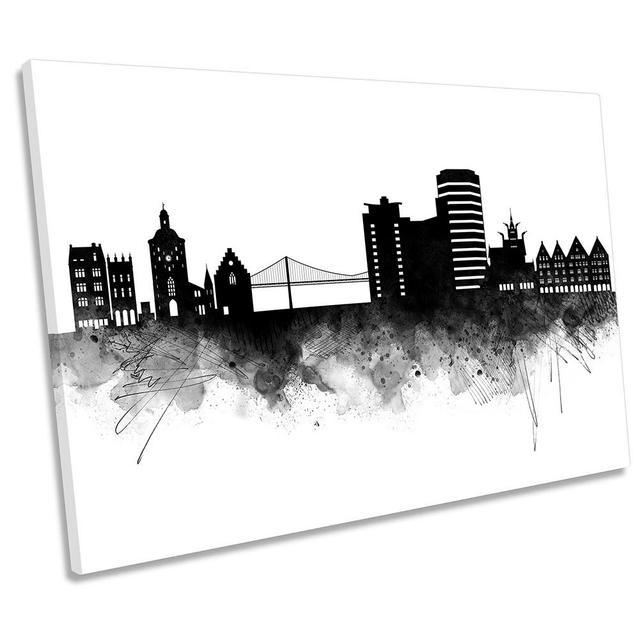 Bergen Abstract City Skyline - Wrapped Canvas Print Ebern Designs Size: 40.6cm H x 61cm W x 2cm D on Productcaster.