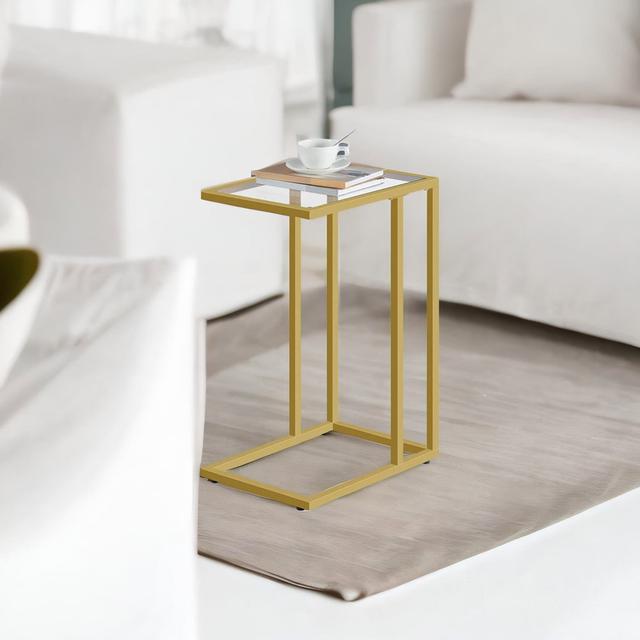 Barview Gold Glass C Shaped Side Table with Storage End Table Living Room Home Furniture Borough Wharf on Productcaster.