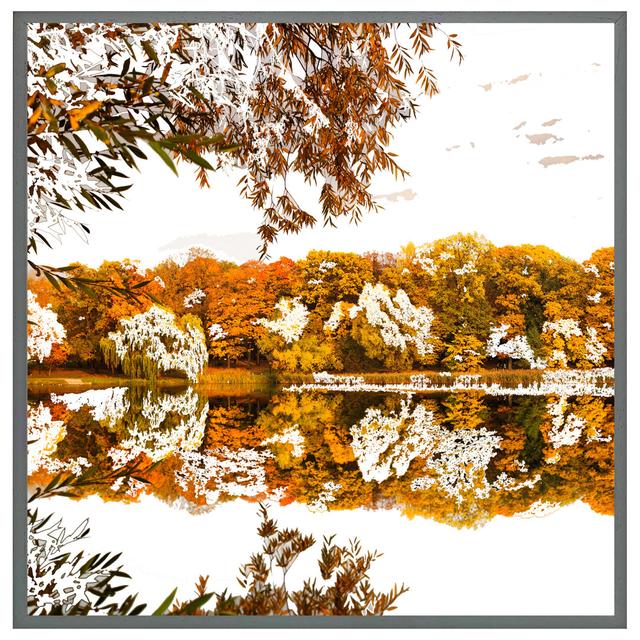 Jihane Autumn Lake - Print ClassicLiving Size: 41cm H x 41cm W x 4cm D, Format: Grey Framed on Productcaster.