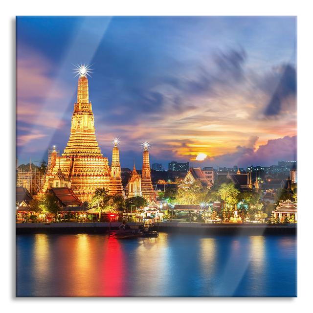 Temple Bangkok Thailand - No Frame Print on Glass Ebern Designs Size: 60cm H x 60cm W x 0.4cm D on Productcaster.