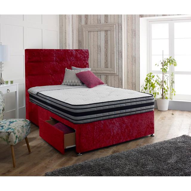 Hyde Divan Bed Set Rosdorf Park Storage Type: No Drawer, Size: Small Double (4'), Colour: Red on Productcaster.