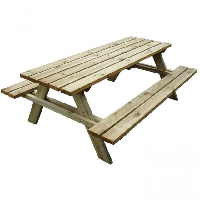 Everiz Rectangular Outdoor Dining Table Union Rustic Size: 70cm H x 200cm L x 148cm W on Productcaster.