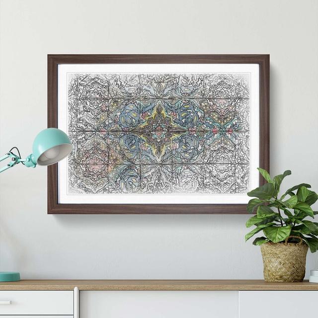 Floral Tiles in Abstract - Picture Frame Graphic Art Print East Urban Home Size: 60cm H x 91cm W x 2cm D, Frame Option: Walnut on Productcaster.