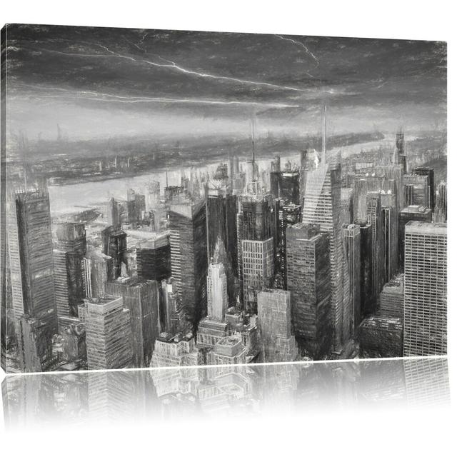 Leinwandbild Skyline New York in Schwarz/Weiß East Urban Home Größe: 80 cm H x 120 cm B on Productcaster.