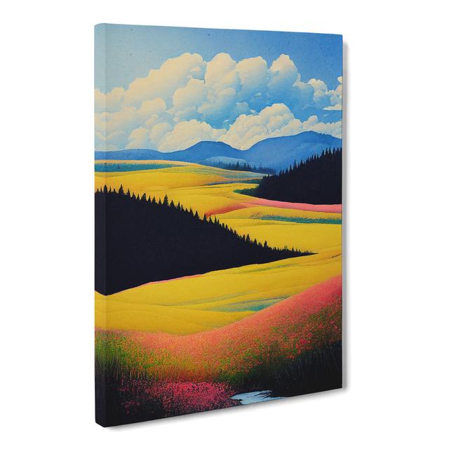 Watercolour Spring Landscape - Wrapped Canvas Graphic Art Alpen Home Size: 76cm H x 50cm W x 3cm D on Productcaster.