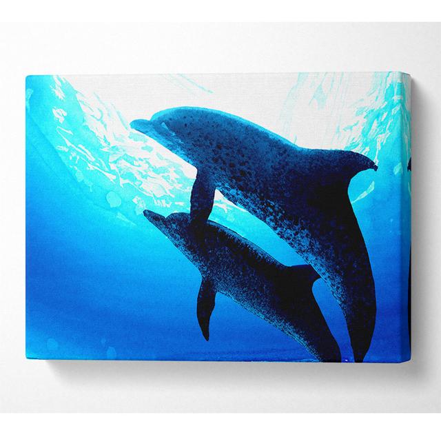 Dolphins Under The Sea - Print House of Hampton Size: 81cm H x 121.9cm W x 10cm D on Productcaster.