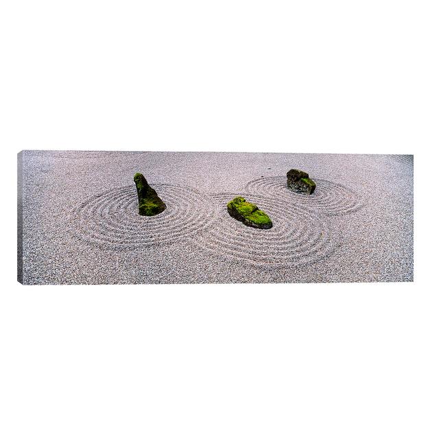 High Angle View Of Moss On Three Stones In A Zen Garden, Washington Park, Portland, Oregon, Usa by Panoramic Images - No Frame Panoramic Print on Canv on Productcaster.