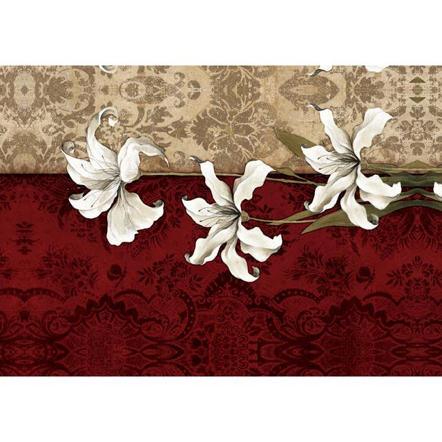 White Flowers on Red - Wrapped Canvas Art Prints ClassicLiving Size: 30cm H x 46cm W on Productcaster.