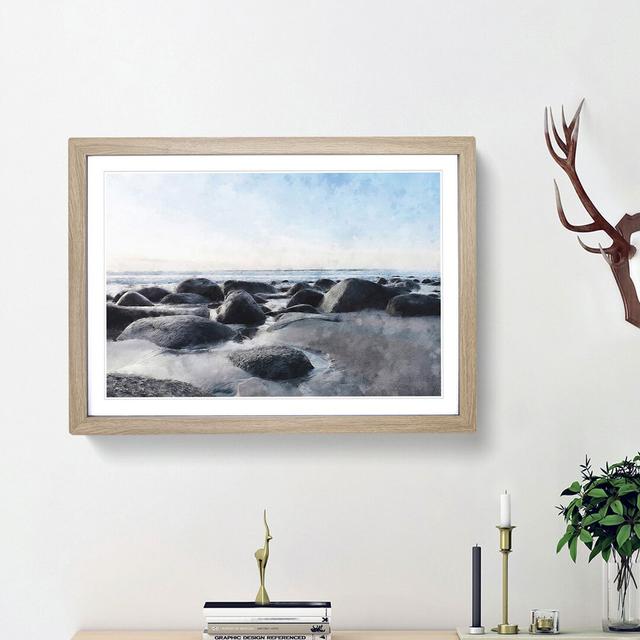 Lofoten Beach in Norway - Picture Frame Photograph Print East Urban Home Size: 33cm H x 45cm W x 2cm D, Frame Option: Oak Framed on Productcaster.