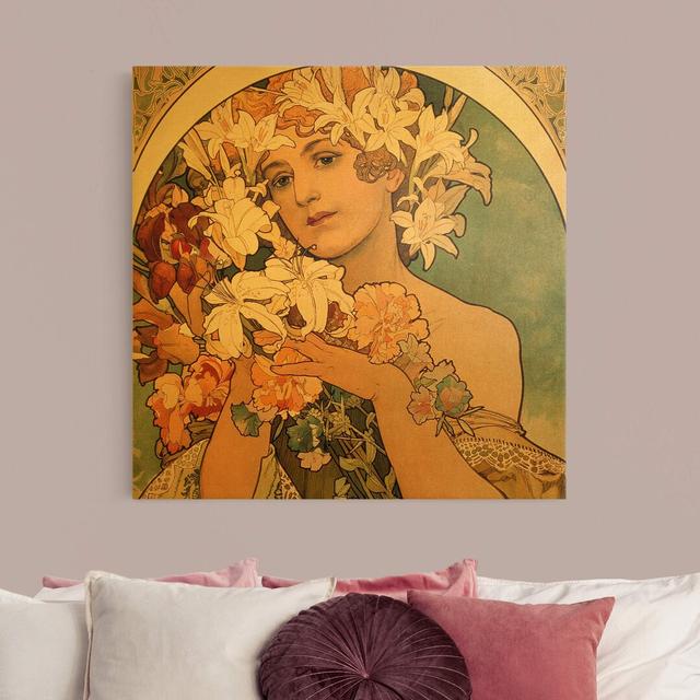 Flower by Alphonse Mucha - Wrapped Canvas Painting Rosalind Wheeler on Productcaster.