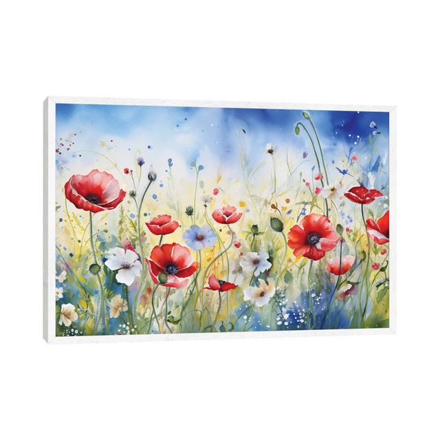 Mohnblumen und Gänseblümchen III von Svetlana Saratova - Galerie- Giclée auf Leinwand Rosalind Wheeler Format: Schattenfugenrahmen in Weiß, Größe: 66, on Productcaster.