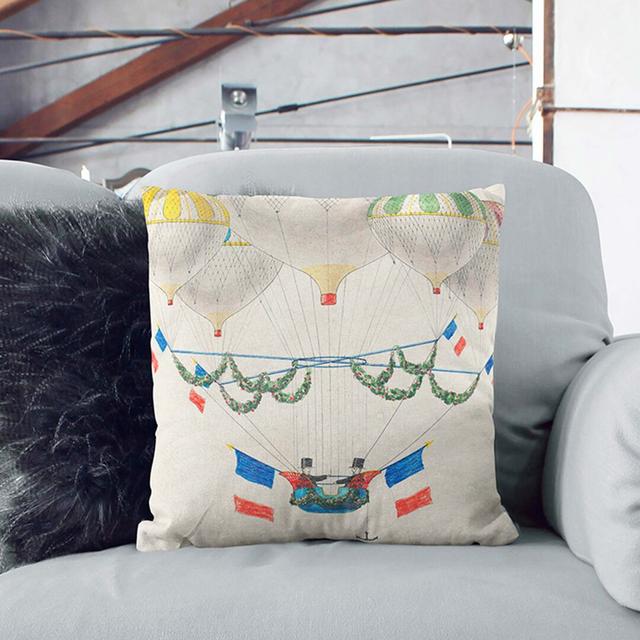 Hot Air Balloons in France by Leon Benett Cushion with Filling East Urban Home Size: 55cm H x 55cm W x 20cm D, Backing Colour: White on Productcaster.