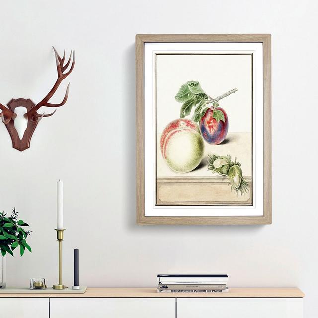 A Peach and Plum by E.G. van de Kasteele - Picture Frame Painting Print East Urban Home Size: 65cm H x 48cm W x 2cm D, Frame Option: Oak Framed on Productcaster.