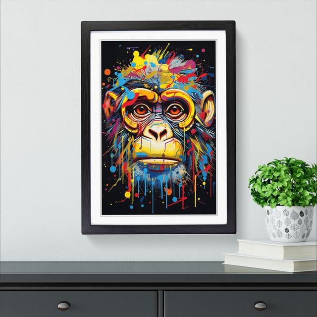 Monkey Abstract - Single Picture Frame Print on Wood Latitude Vive Size: 34cm H x 25cm W x 2cm D, Format: Black Framed on Productcaster.