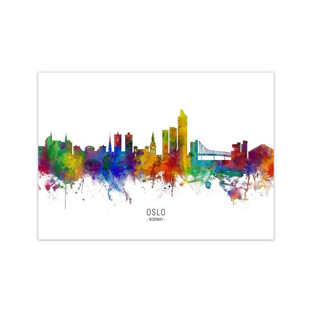 Oslo Norway Skyline by Michael Tompsett - Graphic Art Ebern Designs Size: 60cm H x 84cm W x 1cm D, Format: Unframed on Productcaster.